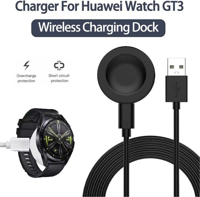 Huawei Smartwatch Schnellladekabel Ersatz-Ladegerät in Schwarz für Watch GT5 Pro, GT5, GT4, GT3 Pro, GT3, Watch 4, 4 Pro und Watch 3 - Bild 1