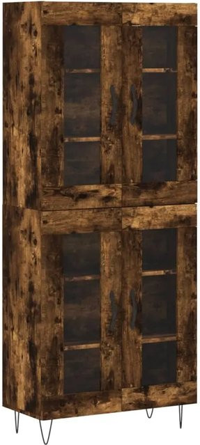 vidaXL Highboard Räuchereiche mit Glastüren und Regalen, B/T/H: 69,5 x 34,0 x 180,0 cm - Bild 1