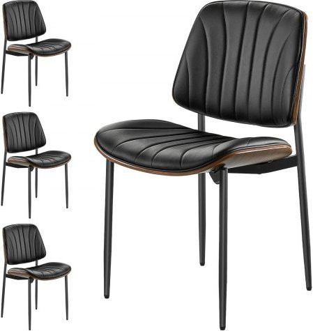 VEVOR Esszimmerstuhl Set aus 4 Stück, moderner gepolsterter Leder-Beistellstuhl in Schwarz mit Metallbeinen - Bild 1