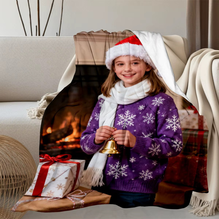 Personalisierte Baby-Weihnachtsdecke aus weichem Flanell mit individuellem Foto-Druck und Weihnachtsmotiven - Bild 6