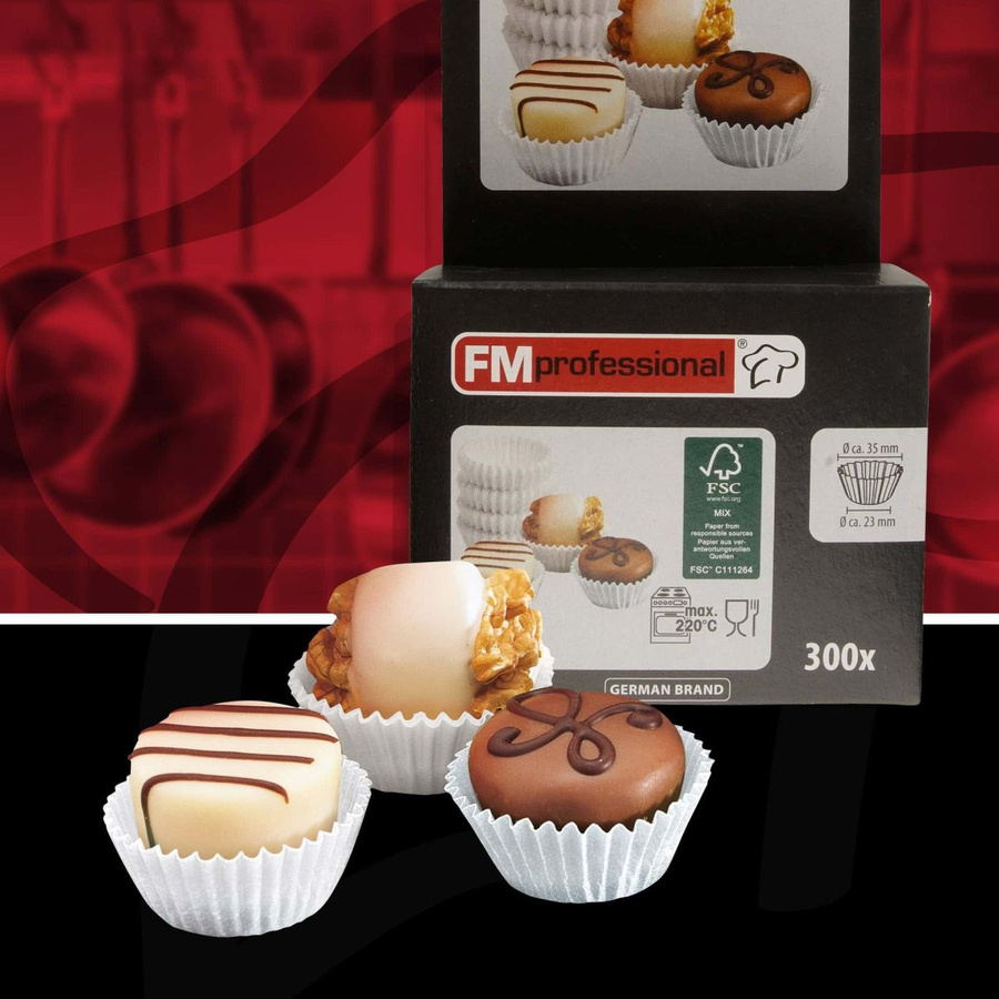FMprofessional Pralinenförmchen aus Papier in Weiß, 300 Stück, Durchmesser: 2,5 cm - Bild 2