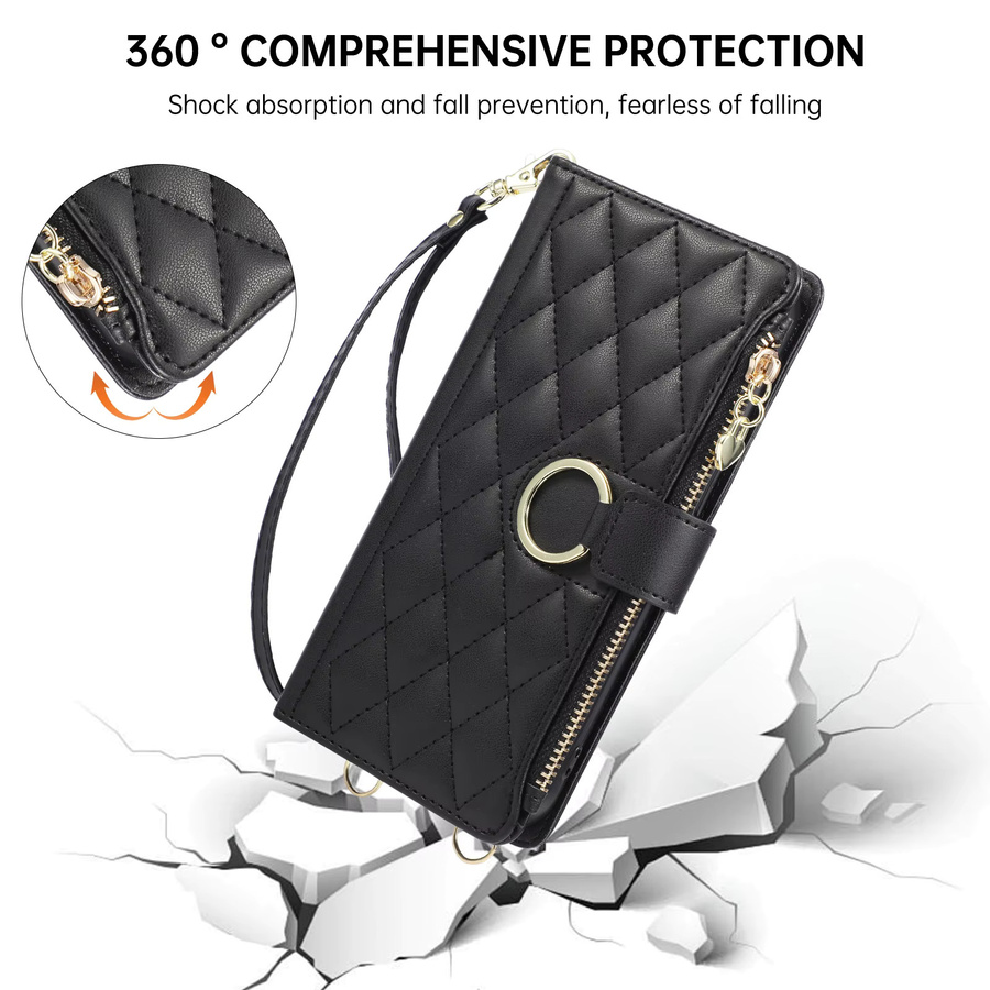 KELAPA Crossbody-Brieftaschenhülle für Google Pixel 7 8 9 10 Pro XL 7A 8A 9A als Flip-Lederhülle mit Kartenfächern und Standfunktion in Schwarz oder Lila - Bild 4
