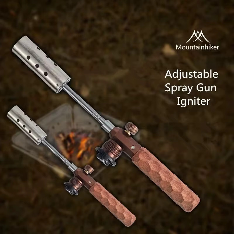 Pandatour Camping Gasbrenner mit Holzgriff und langer Flamme für Outdoor, Picknick und BBQ in Silber - Bild 3