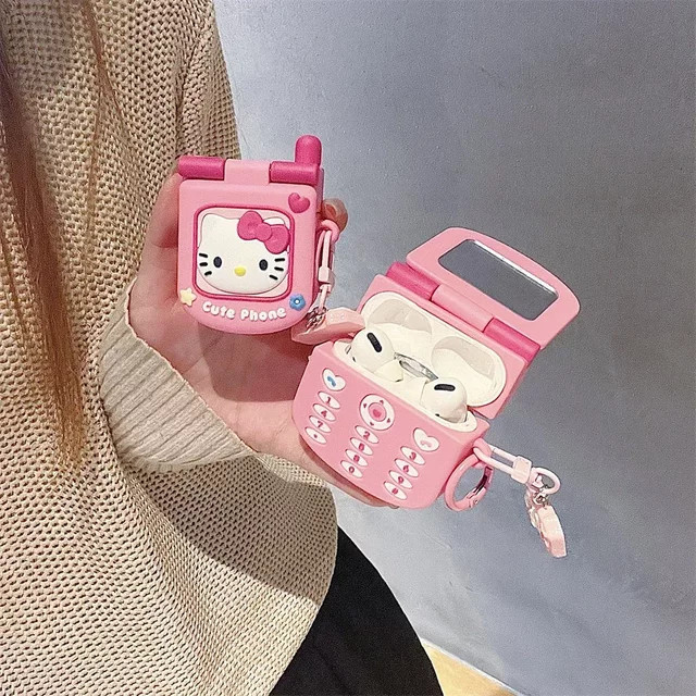 Hello Kitty Kopfhörerhülle für Apple AirPods in Pink mit Anhänger - Bild 1