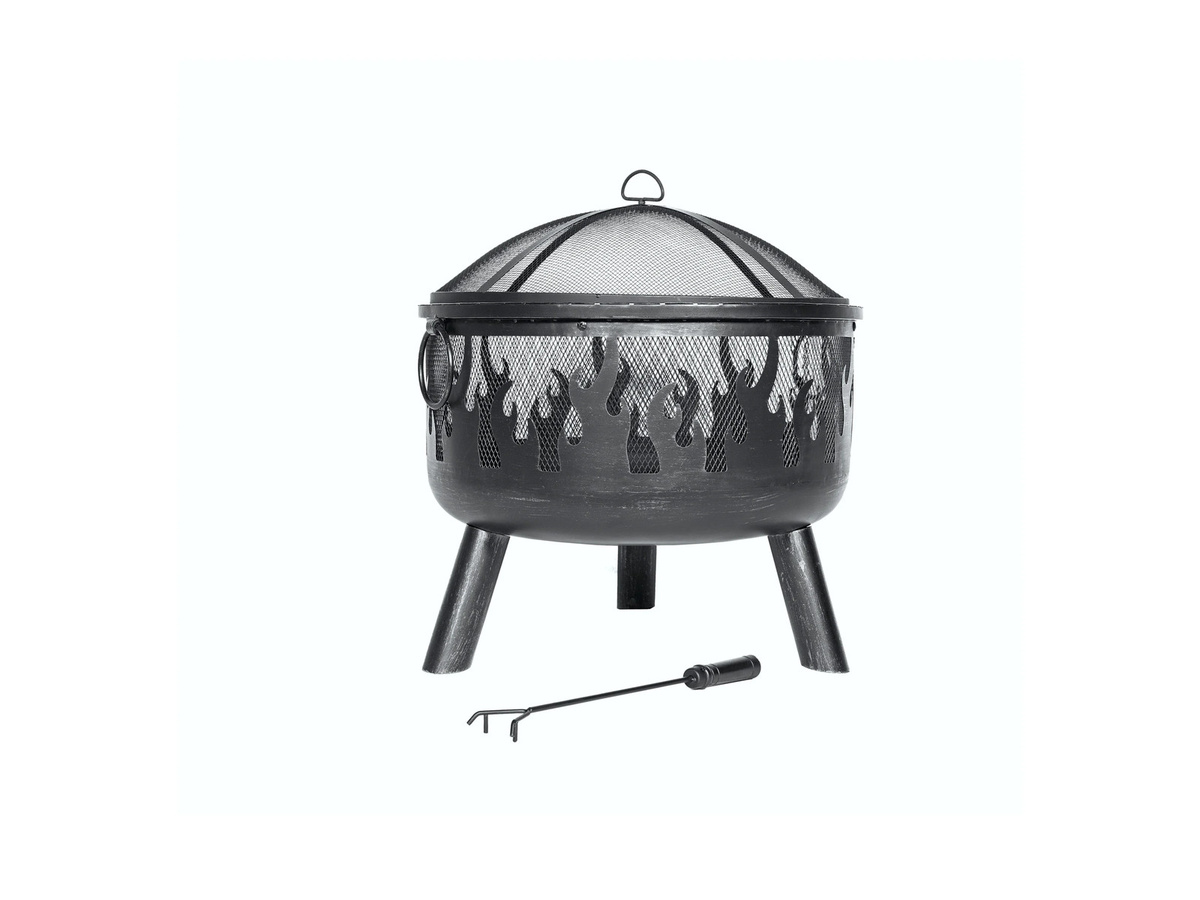 Buschbeck Feuerschale Faya in Schwarz aus pulverbeschichtetem Stahl inklusive verchromtem Grillrost und Funkenschutz, B/T/H: 52 x 52 x 56 cm - Bild 3