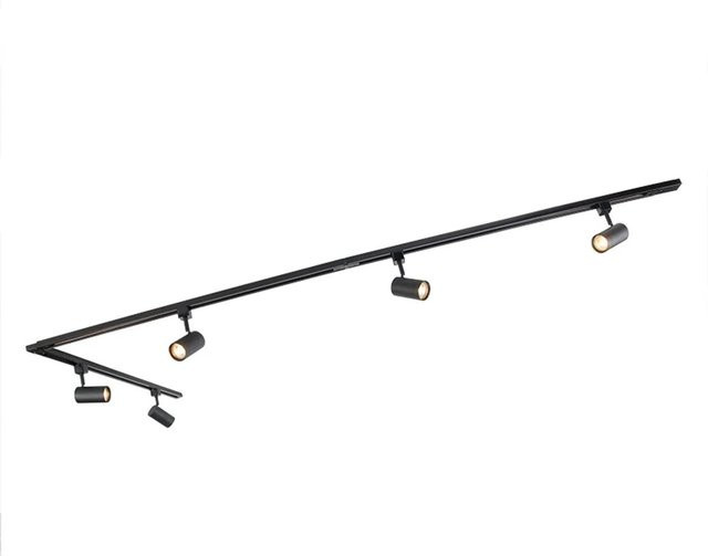 QAZQA Modernes Schienensystem Iconic Jeana in Schwarz mit 5 dimmbaren und verstellbaren Strahlern, 1-phasig, GU10 - Bild 1