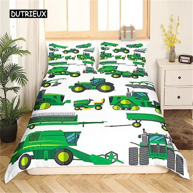 Binchi Outdoor Product Bettwäsche-Set mit Cartoon-Baustellenmotiven für Kinder, Weiß, B/H: 140 x 200 cm - Bild 1