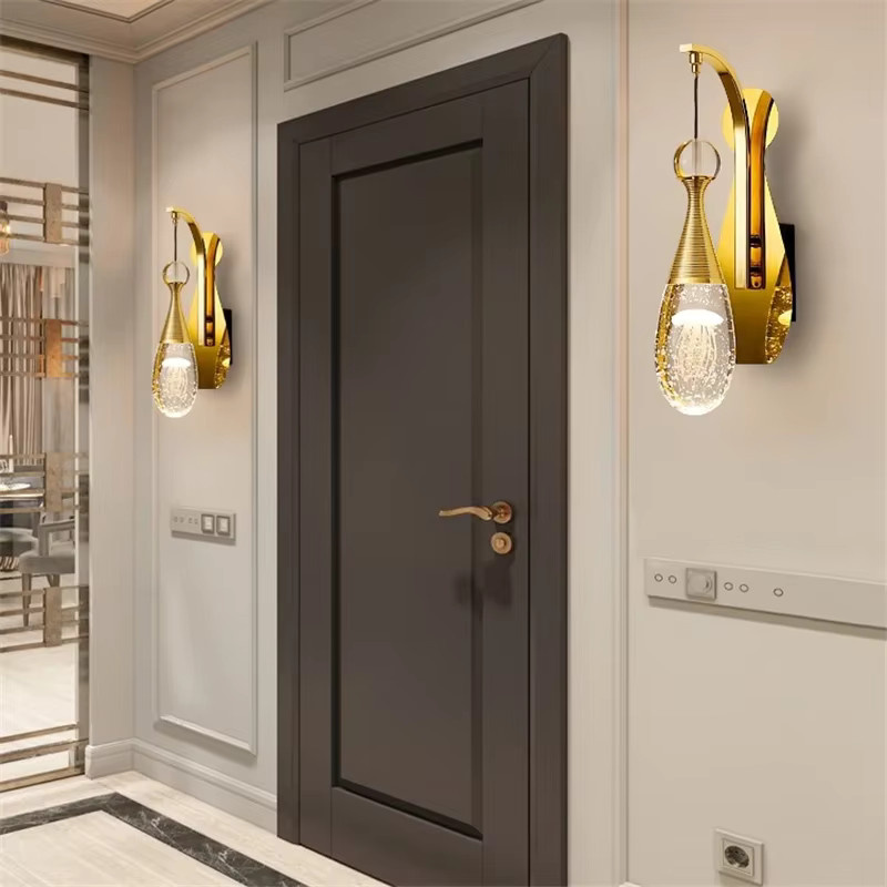 Lava Corki Nordic Moderne Luxus Kristall Wandleuchte in Quallen-Design, Farbe Gold/Messing, Transparent - Bild 2