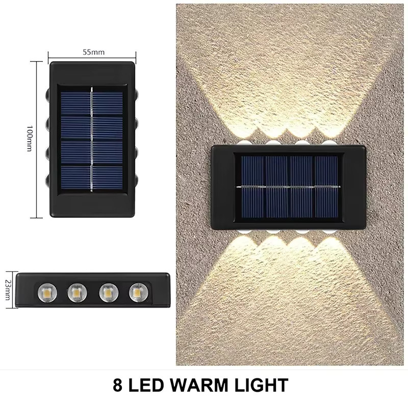 KDULIT LED Solar-Wandleuchte in Schwarz, moderne rechteckige Außenleuchte mit Up-and-Down-Lichteffekt und Warmweißem Licht für Garten und Außenbereich - Bild 6