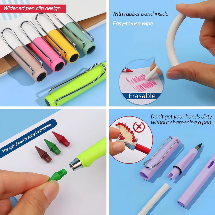 Kolorowys Forever 12-Farben-Bleistift Set, abwischbarer und langlebiger tintenloser Bleistift für Skizzen und Zeichnungen in Multicolor - Bild 3
