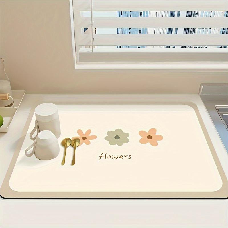 Warm Magpie Home Anti-Rutsch-Matte mit Blumenmuster zur Tischdekoration und als Geschirrabtropfmatte, Mehrfarbig, B/T: 40 x 30 cm - Bild 1