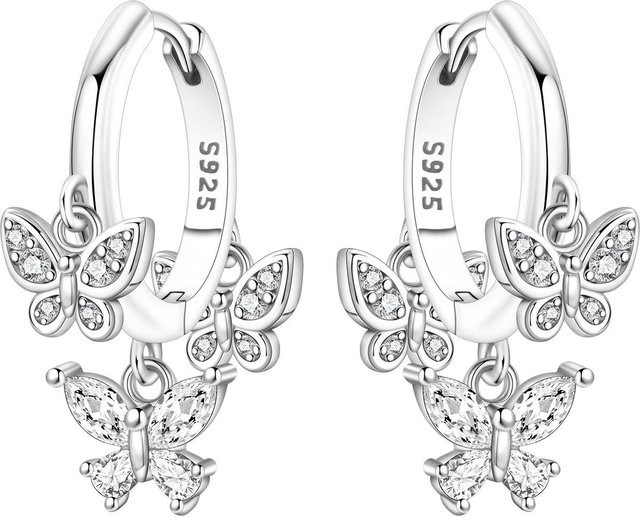 Orstarry Ohrringe, 925 Silber, Schmetterling, Zirkonia, Weiß, Damen - Bild 1