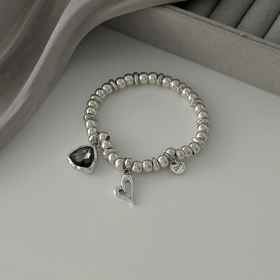 KunJoe Armband, Herz Anhänger, Acryl, Strass, Kristall, Silber, Damen - Bild 4