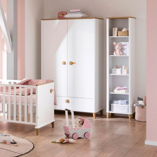 Paidi Kleiderschrank Lotte & Fynn 2-türig in Weiss und Eiche mit Soft-Close-System und integrierten Schubladen, B/T/H: 119,0 x 56,5 x 202,2 cm - Bild 1