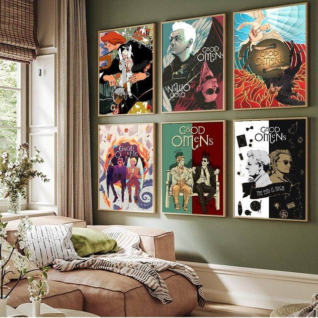 Vintage Good Omens Poster Wandaufkleber Multicolor Whitepaper-Druck B: 15,0 cm, H: 15,0 cm - Bild 1