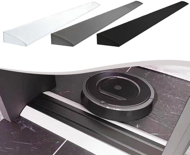 LEENKEA Klettermatte für Saugroboter, flexible Silikonrampe als Schwellenstreifen, selbstklebend und rutschfest, Farbe: Schwarz - Bild 1