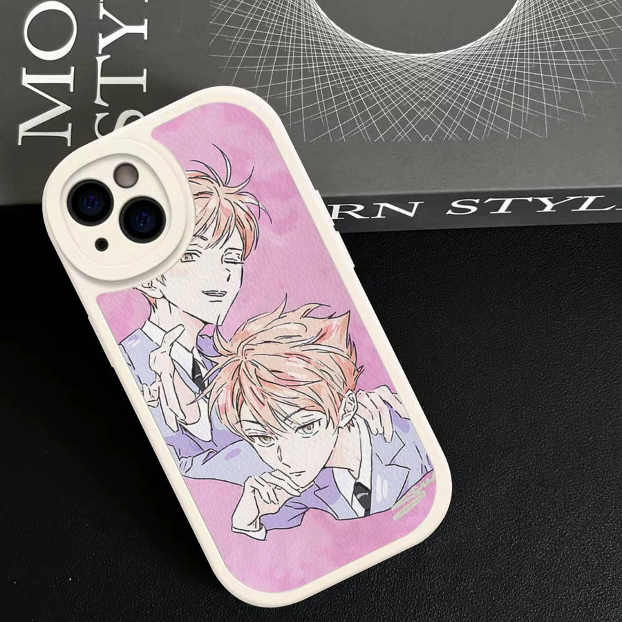 Stoßfeste Lederhülle für iPhone 11 bis 16 Pro Max Plus im Anime Ouran High School Host Club Design in Multicolour - Bild 2