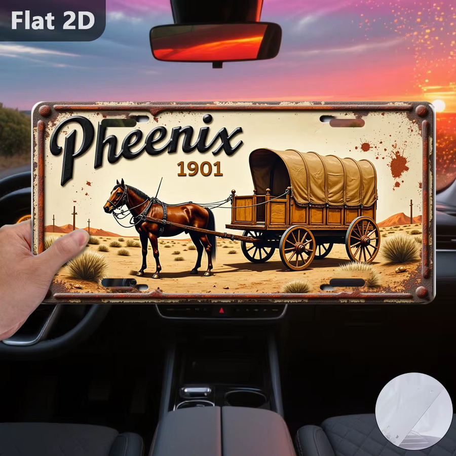 Vintage Blechschild Phoenix Wagon 1901 von CIFBUY, Retro Wanddekoration aus Metall in Mehrfarbig, Breite: 30,48 cm, Höhe: 15,0 cm, Tiefe: 15,0 cm - Bild 3