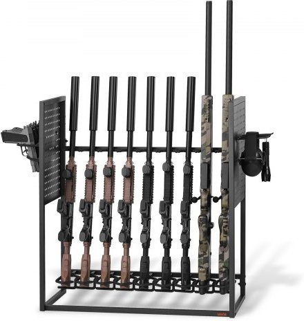 VEVOR Gun Rack Bodenständiges Gewehrregal aus Carbon Steel in Schwarz mit Magazinhalter für bis zu 9 Gewehre und 4 Pistolen - Bild 1