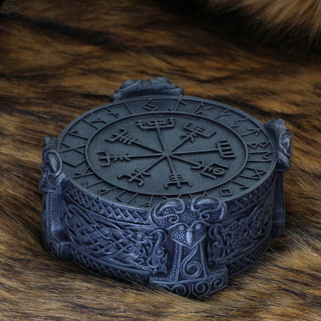 Phenovo Schmuck-Aufbewahrungsbox Nordische Wikinger-Design in Grau - Bild 1