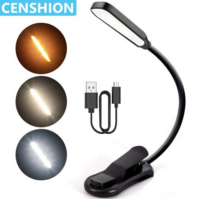 CENSHION LED-Buchleuchte, USB wiederaufladbare Leselampe mit 3 Stufen und flexibler Bauweise - Bild 1