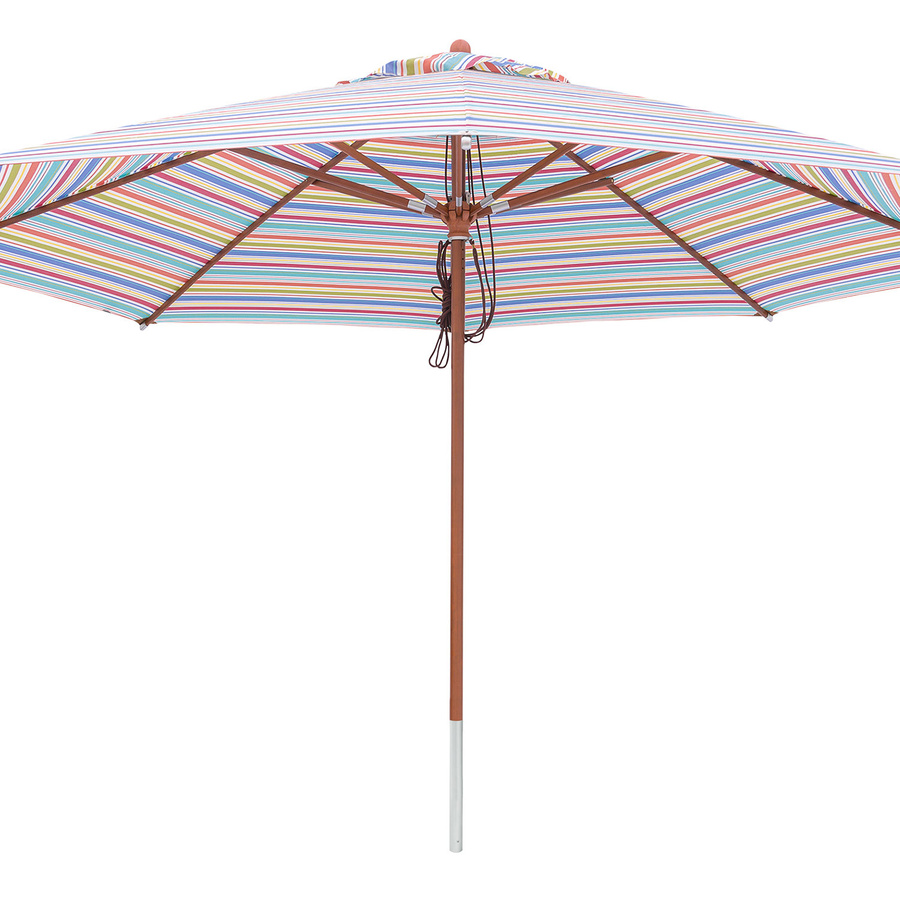 Anndora Sonnenschirm rund mit Winddach und UV-Schutz UPF 50+, Gestreift in Multicolour, Durchmesser: 4 m, Holzstamm - Bild 1