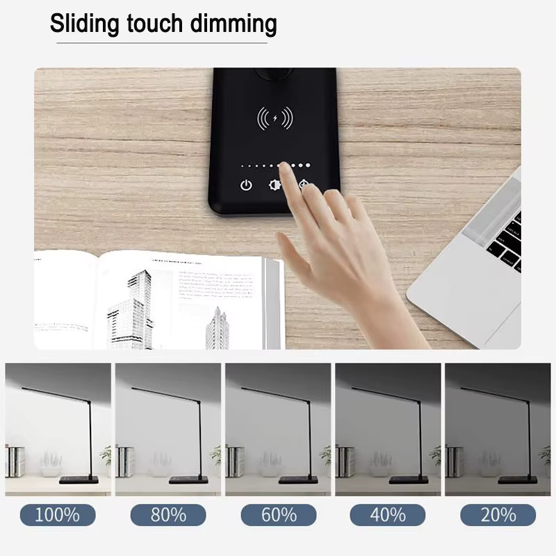 DOUWENXI LED USB-Ladelampe in Schwarz mit Touch-Bedienung, klappbar und wiederaufladbar für Home Office und Schlafzimmer - Bild 2