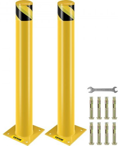 VEVOR 2er Set Sicherheitspoller aus Edelstahl in Schwarz und Gelb, Parkplatz-Sicherheitspfosten für Innen- und Außenbereiche, Höhe: 91 cm, Breite: 20 cm, Tiefe: 20 cm - Bild 1