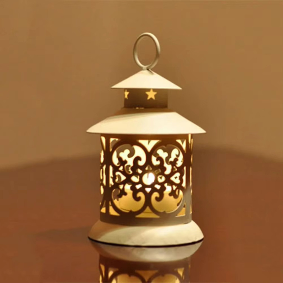 Shunmaii Hängender Kerzenhalter aus Schmiedeeisen im Vintage-Design in Weiß für Teelichter und Tischdekoration - Bild 6