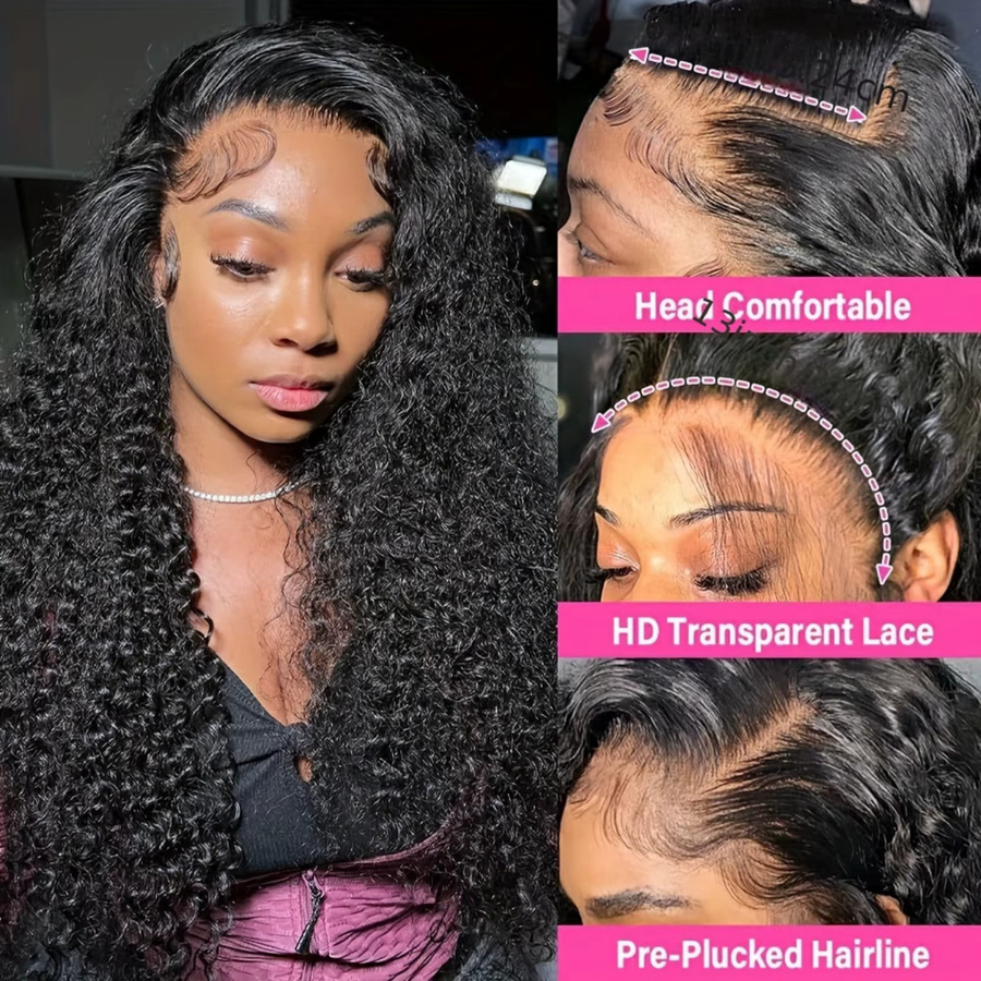 FIUMER Echthaar-Perücke Deep Wave, 13x4 Lace Front, Damen - Bild 2