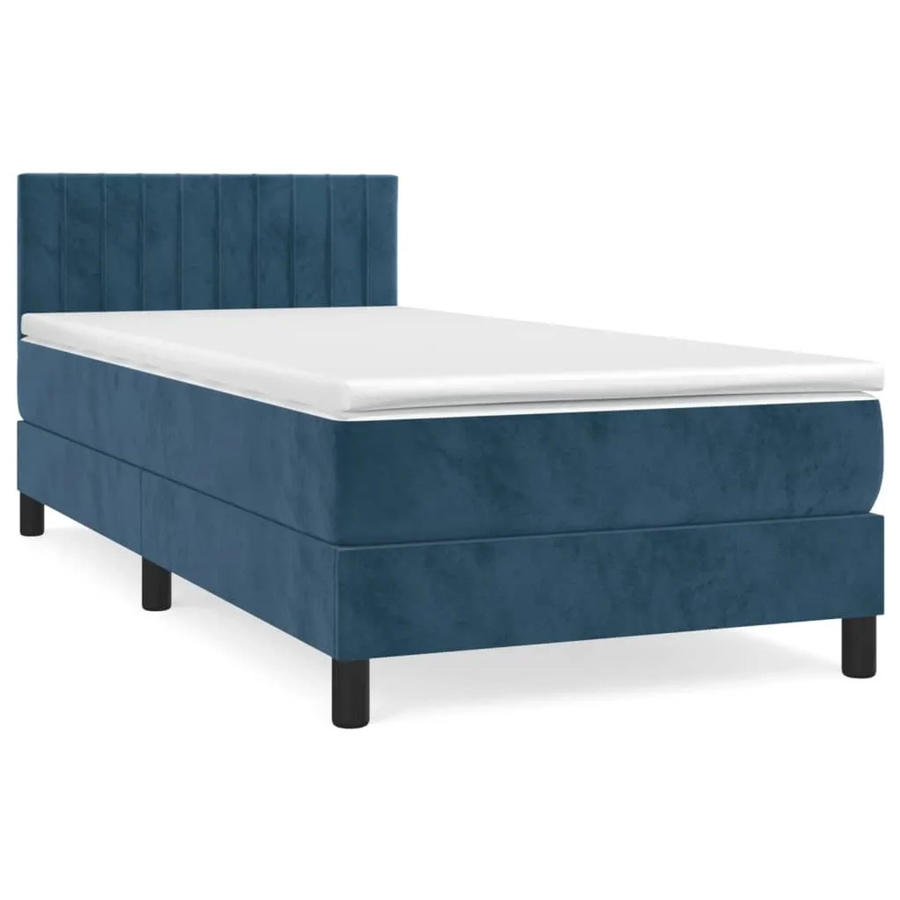 vidaXL Boxspringbett mit Matratze Dunkelblau Samt B/T/H: 90 x 200 x 88 cm - Bild 2