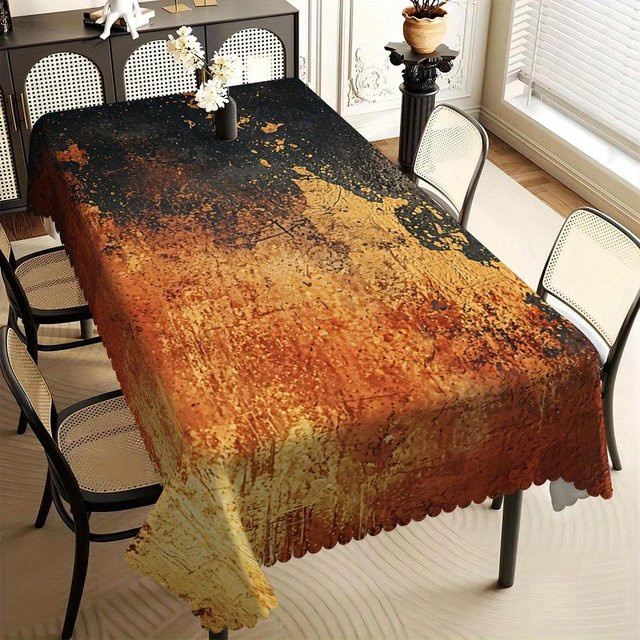 Schmutzabweisende Tischdecke von JMG Household Supplies mit abstraktem Farbverlauf in Schwarz-Orange, B/B: 100 x 140 cm - Bild 1