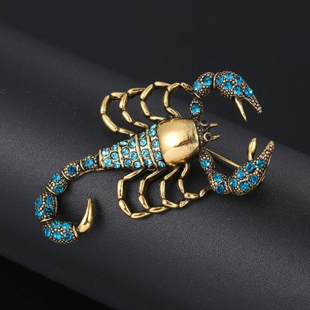 Brosche Skorpion, Goldlegierung, Strass, Kristall, Damen - Bild 1