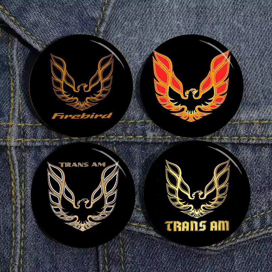 Potdemiel Brosche P-Pontiac F-Firebird Logo Trans-Am, 58mm - Bild 2
