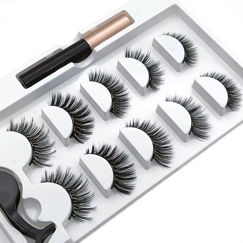 JIEFUXIN Magnetstreifen-Wimpernset mit magnetischem Flüssig-Eyeliner, Black, Unisex - Bild 2