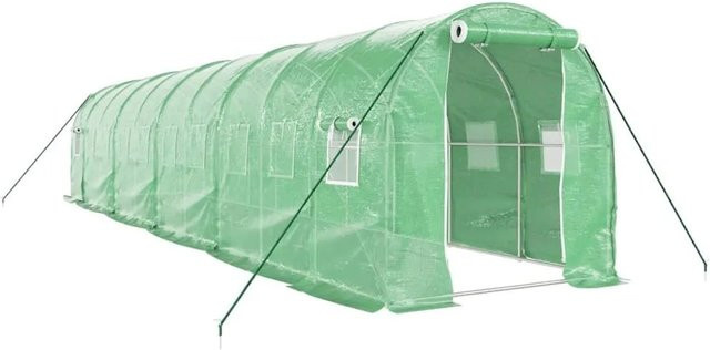 Furnicato Gewächshaus mit Stahlrahmen in Grün, 20 m², B: 10 m, H: 2 m, T: 2 m - Bild 1