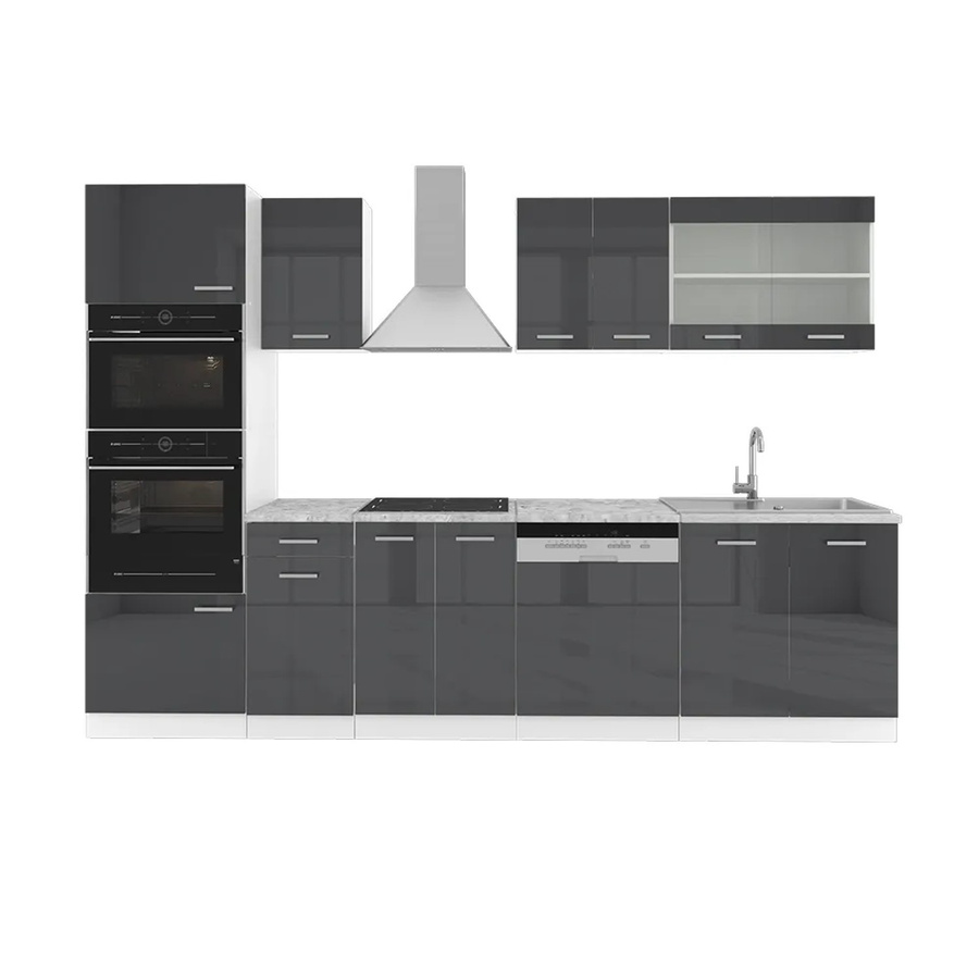Vicco R-Line Küchenzeile in Anthrazit Hochglanz und Weiß, Breite: 300 cm - Bild 3