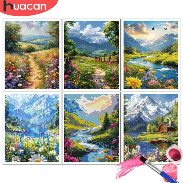 HUACAN Malen nach Zahlen, Landschaft, DIY Ölgemälde-Set - Bild 1