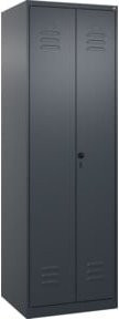 C+P Spind Classic PLUS Schwarz-Weiß mit 2 Abteilen, H: 185 cm, B: 60 cm, T: 50 cm, Sicherheits-Drehriegel 7016/7016 - Bild 1