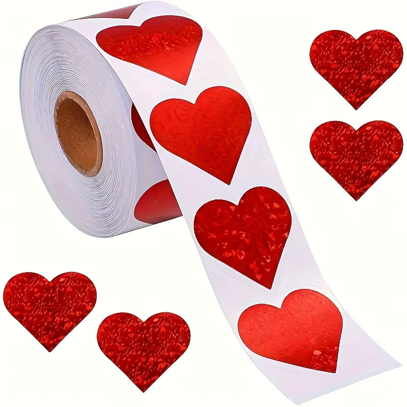 500 Stück rote Herz-Aufkleber aus Papier für Valentinstag, Backen und Verpackungen - Bild 3