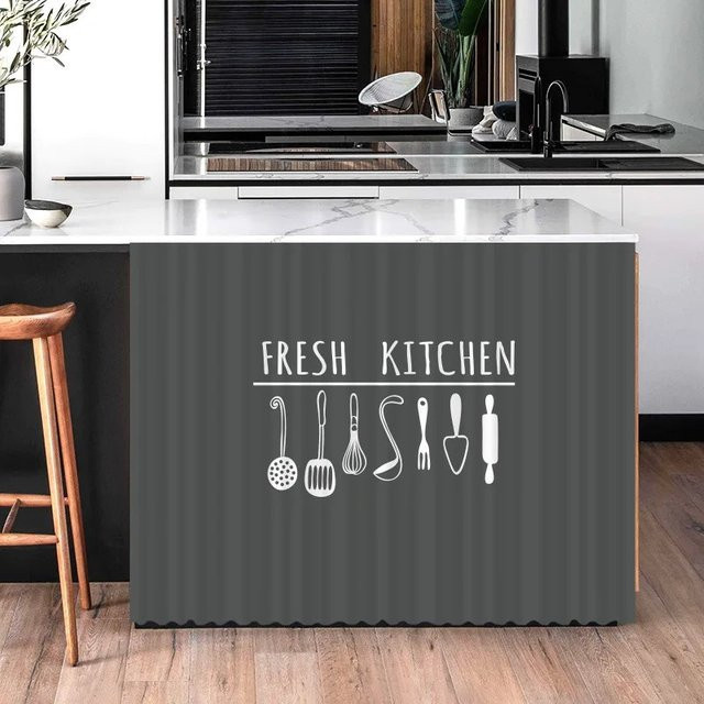 VIKAMA Küchenabdeckung mit Klettverschluss als Staubschutzvorhang für Kaffeebar und Waschküche, Grau - Bild 1