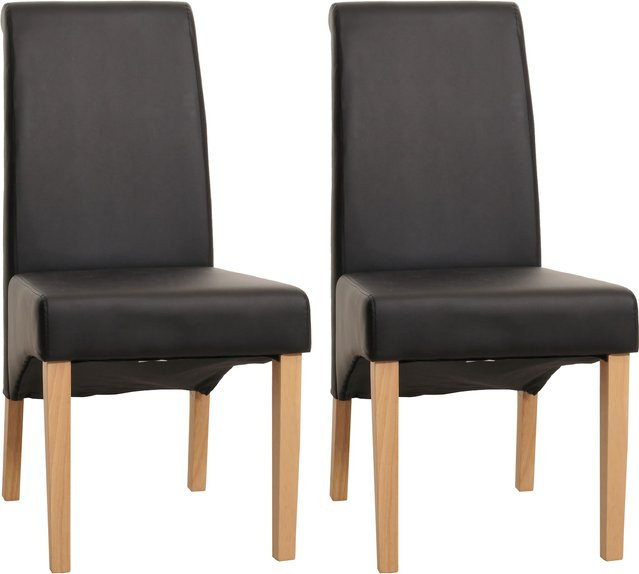 MCW Esszimmerstuhl Cesena 2er-Set aus mattem Kunstleder in Schwarz mit hellen Holzfüßen - Bild 1