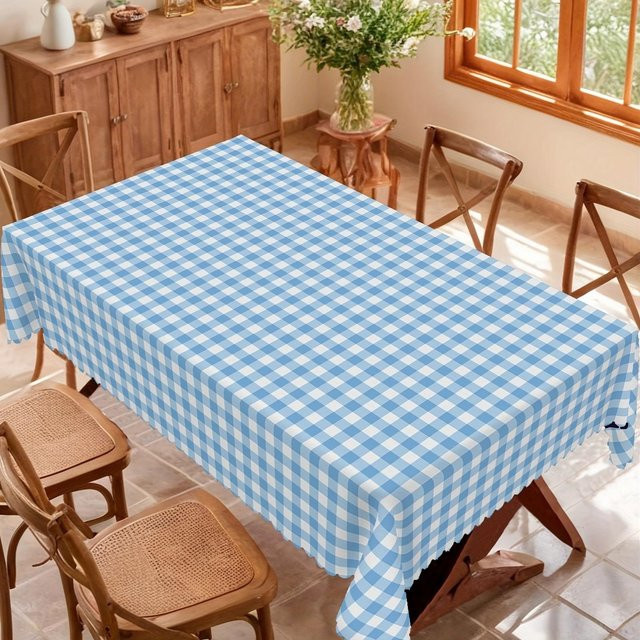 Wasserdichte Tischdecke von JINGYUE Pet in Blau-Weiß Kariert, Rechteckig, B/T/H: 100 x 160 cm - Bild 1