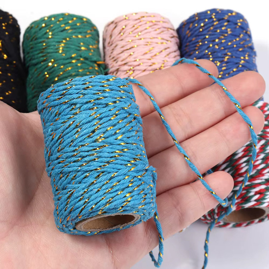 Bunte gemischte Baumwollschnur in Gold für DIY-Handwerk und Geschenkverpackungen, 20 m Länge - Bild 2