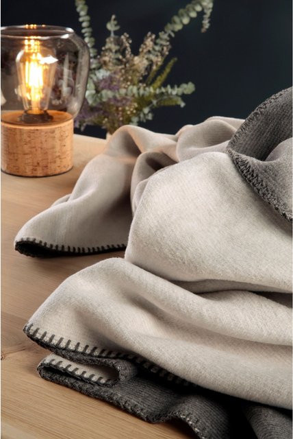 Biederlack Wohndecke Melange Doubleface in Beige aus Baumwolle und Polyacryl - Bild 1
