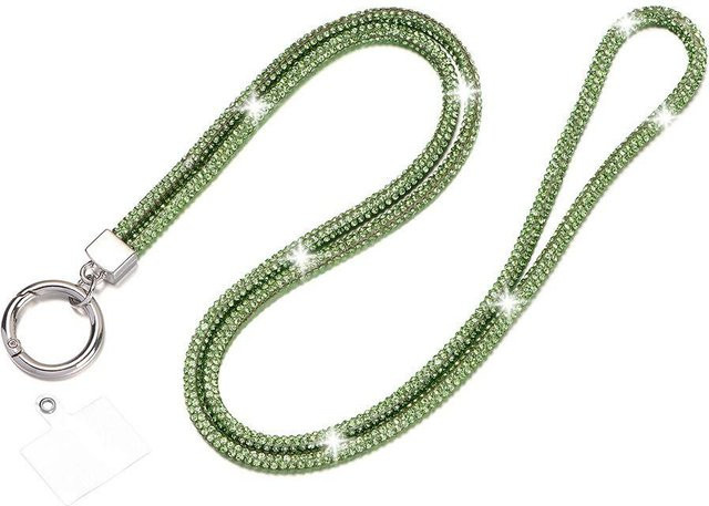 Binchi Keji Travel Handyband mit Glitzer Strass und Kristall Steinen in Grün als Anti-Verlust-Seil und Schlüsselanhänger für dein Smartphone - Bild 1