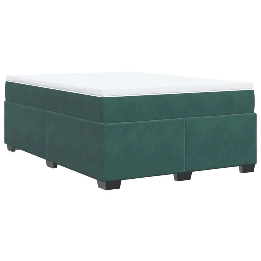 vidaXL Boxspringbett mit Matratze Dunkelgrün aus Samt, Hybrid-Bett mit Taschenfederkern, B/T: 160 x 200 cm - Bild 2