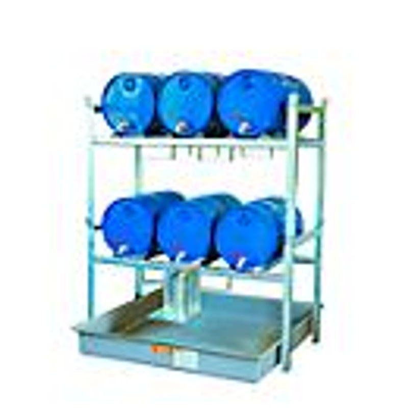 CEMO Fassregal Typ 800 Variante 6 in Grau mit Fassauflage für 6 x 60 l Fässer und GFK-Auffangwanne 220 l, B/T/H: 128,0 x 141,0 x 162,0 cm - Bild 2