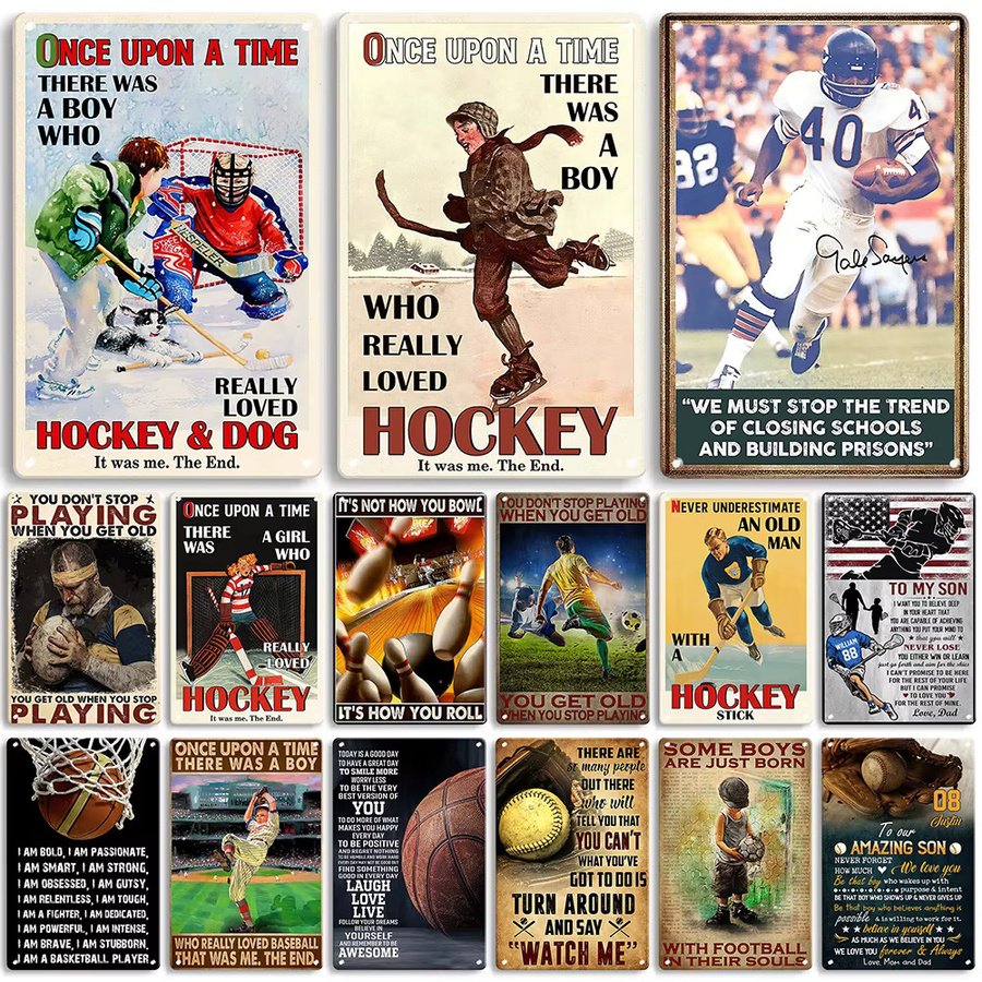 Artisian SPORT Metallschild Wanddekoration für Sportarten wie Hockey, Fußball, Basketball und Baseball in Mehrfarbig - Bild 1