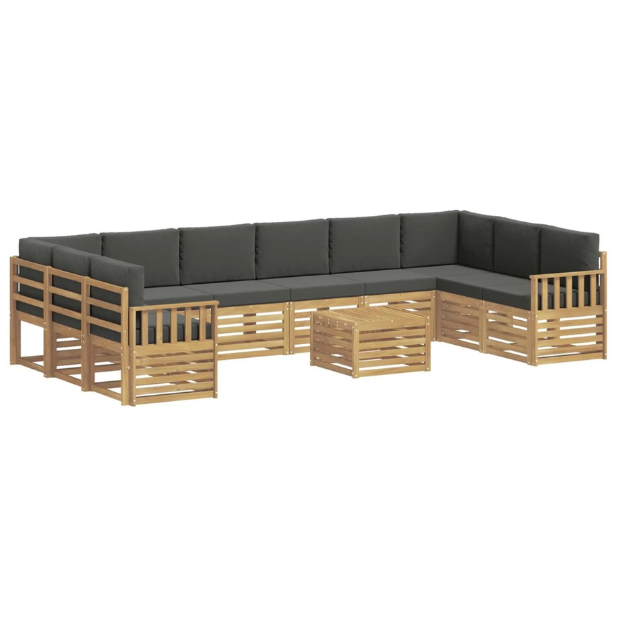 vidaXL Outdoor-Sofagarnitur 8-teilig in L-Form aus Akazienholz mit Polstern, Weiß und Anthrazit, B/T/H: 59 x 59 x 37 cm - Bild 2